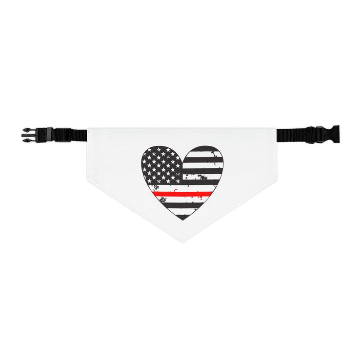 Heart Shaped Thin Red Line Flag Dog Bandana