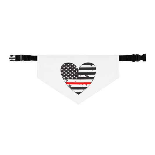 Thin Red Line Flag Dog Bandana | I Heart Fire Fighters | Pet Accessories | Support Fire K9 | Fire Fighter Gift