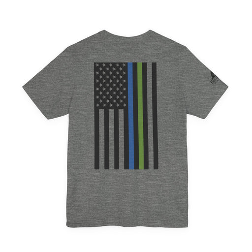 Animal Control Badge & Flag Tee – Blue & Green Line