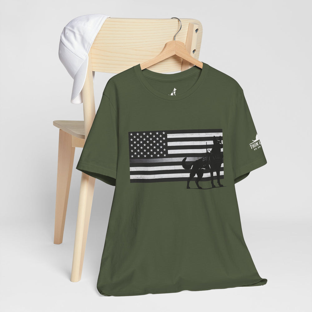 Thin Silver Line Flag K9 T-Shirt