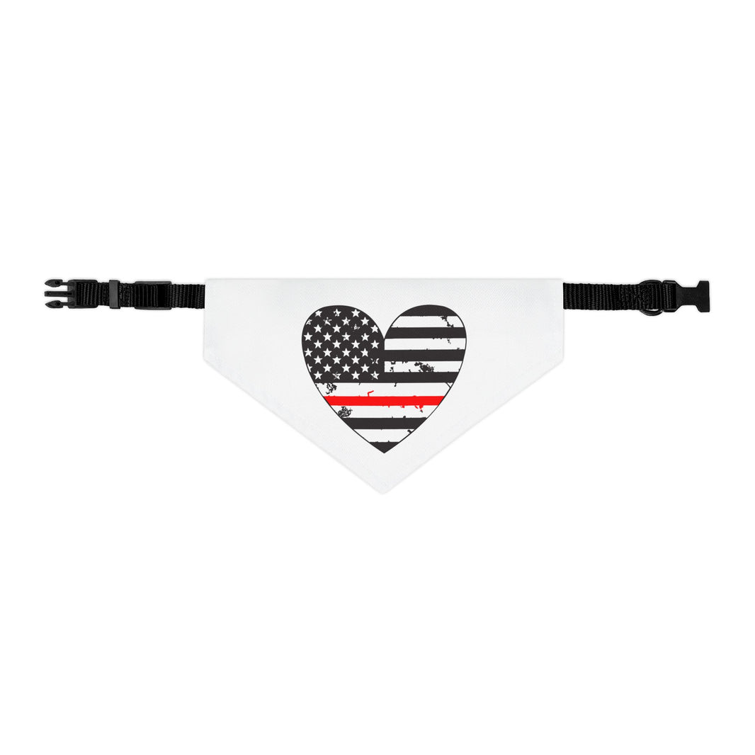 image Heart Shaped Thin Red Line Flag Dog Bandana