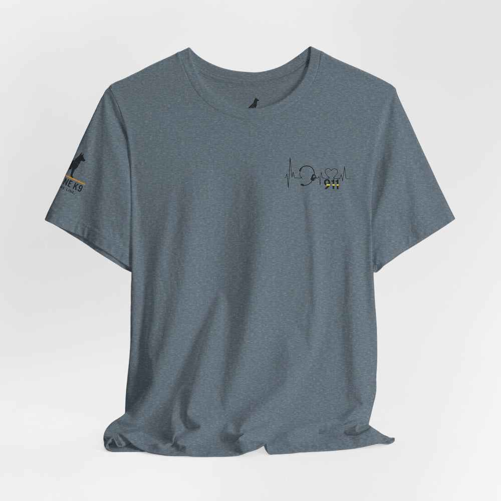 911 Dispatcher Heart T-Shirt – Thin Yellow Line Word Art