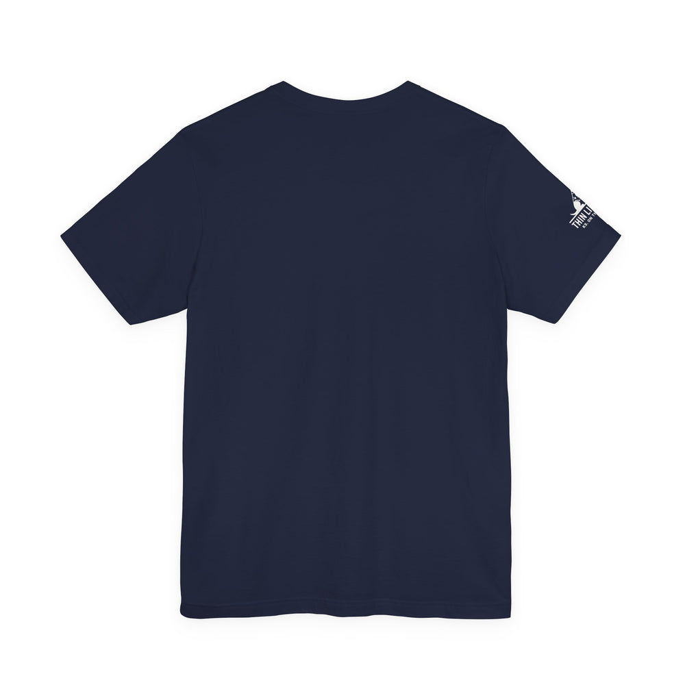 EMS & Firefighter Tribute Tee – Split Emblem Thin White Line Flag