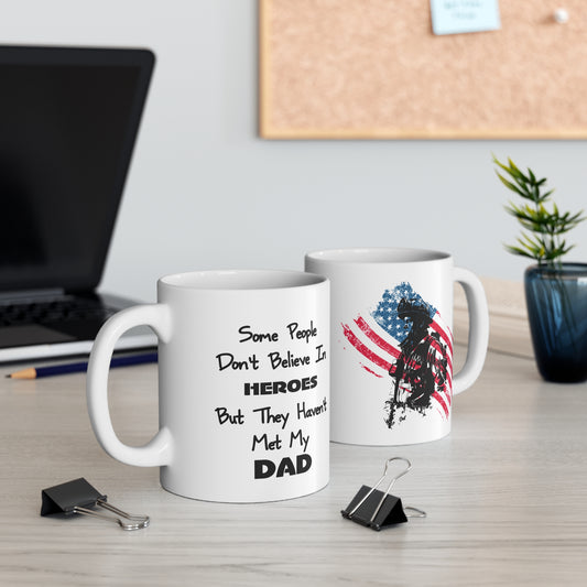 Thin Red Line Heart Flag Coffee Mug, Firefighter Dad Gift, First Responder Cup, Hero Supporter, Patriotic Drinkware, Father's Day Present