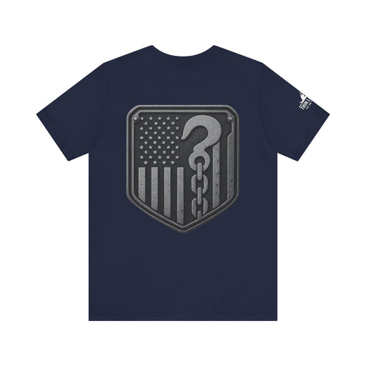 No Hook Too Heavy – Tow Truck Flag Tee