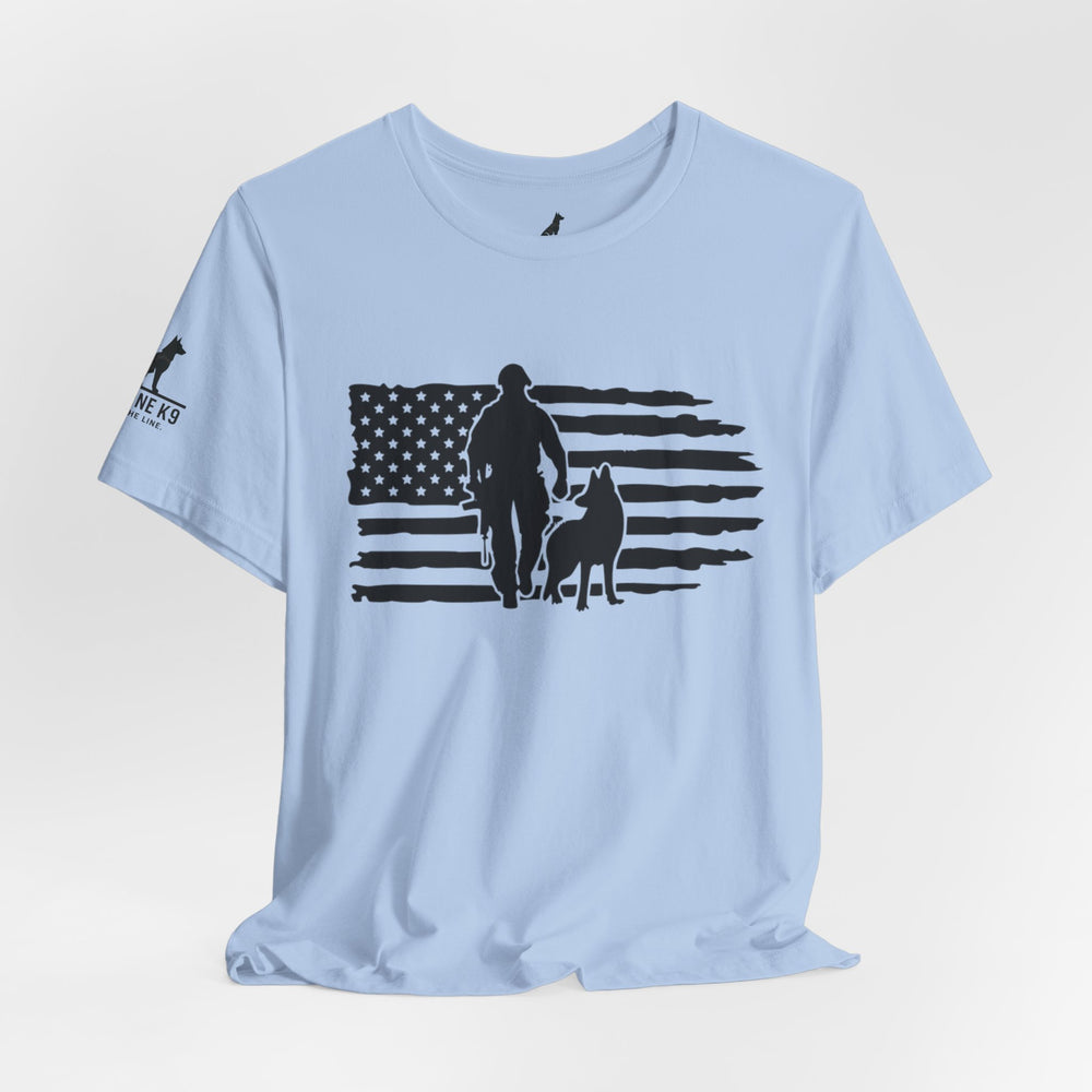 Flag with Officer and K9 T-Shirt