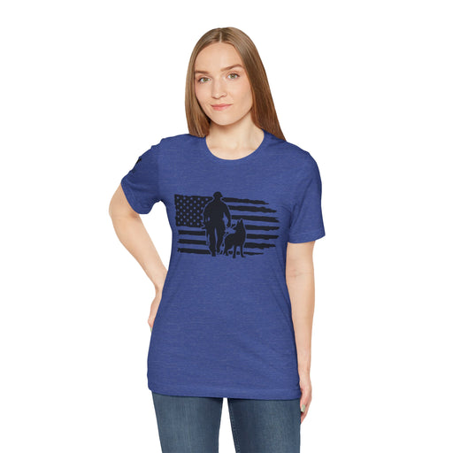 Flag with Officer and K9 T-Shirt