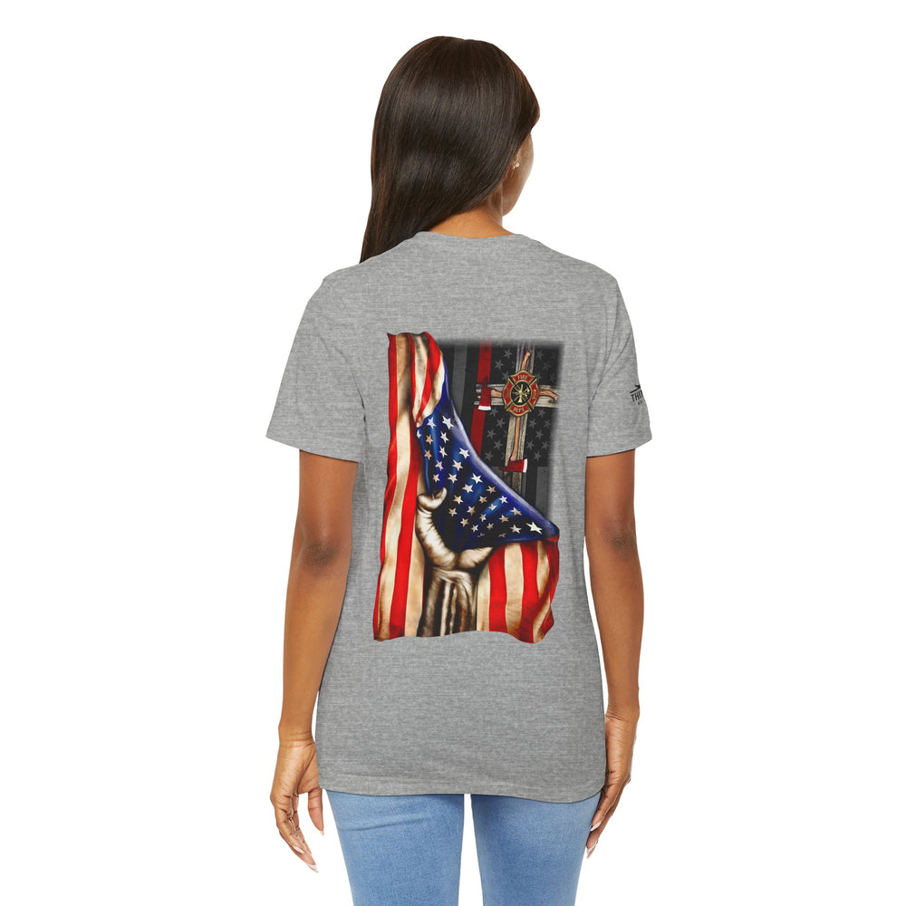Firefighter Cross American Flag Tee