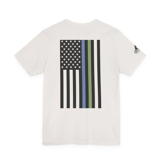 Animal Control Badge & Flag Tee – Blue & Green Line