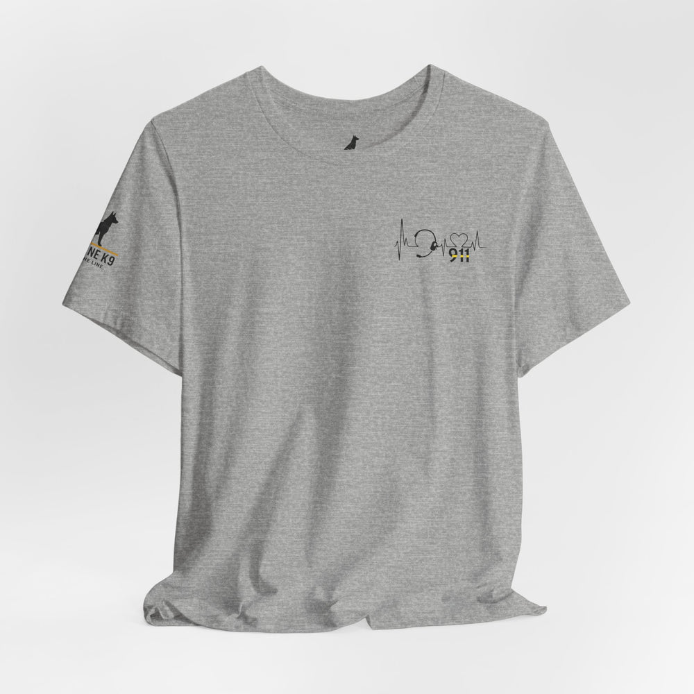 911 Dispatcher Heart T-Shirt – Thin Yellow Line Word Art