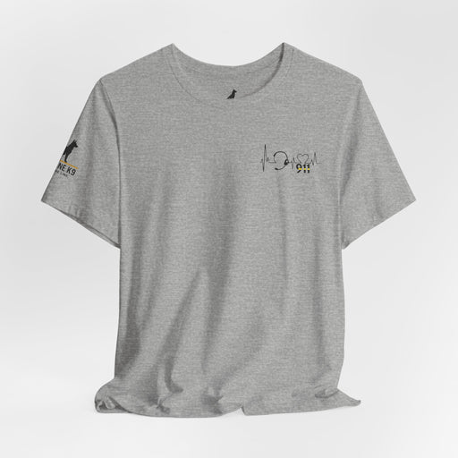 911 Dispatcher Heart T-Shirt – Thin Yellow Line Word Art