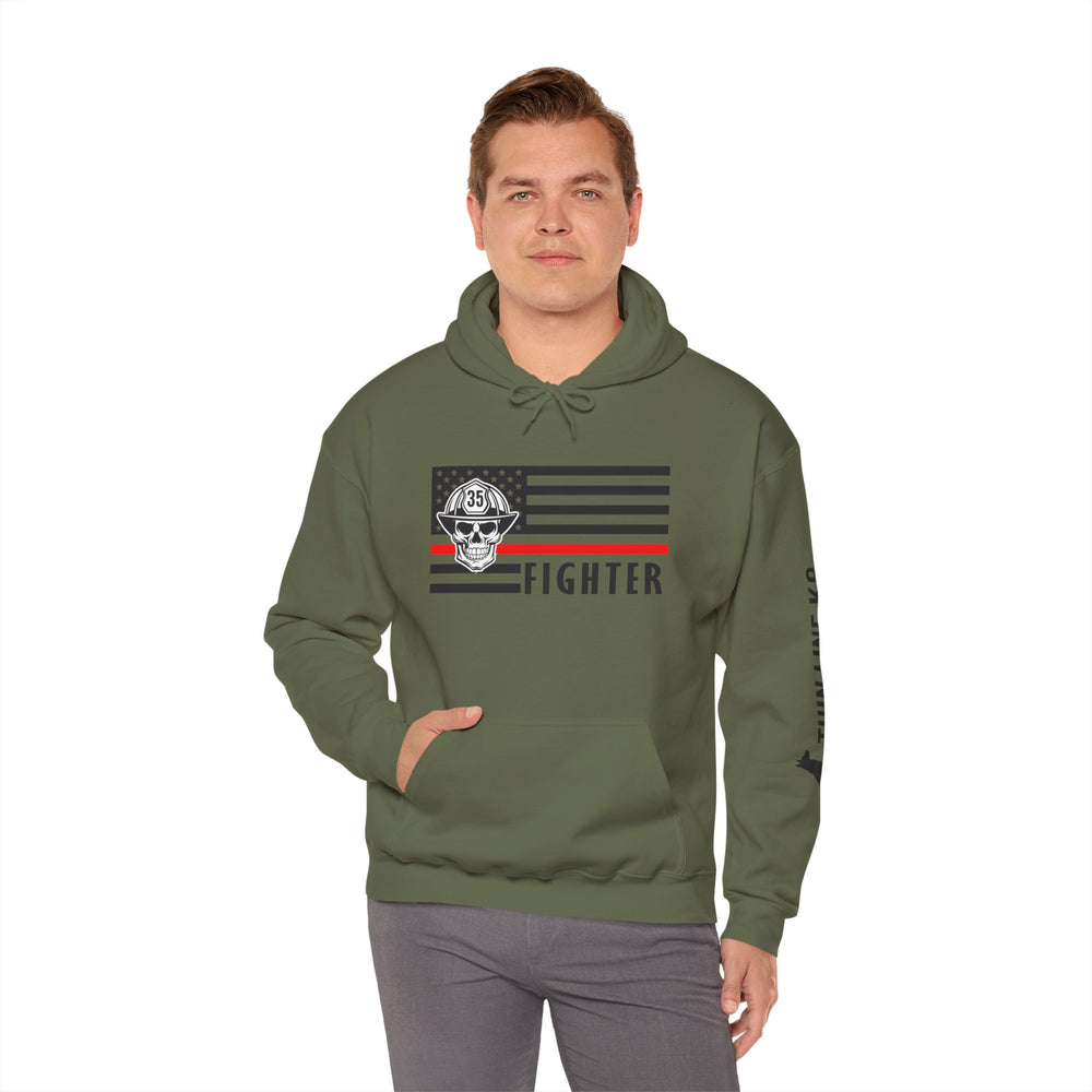 Firefighter Skull Thin Red Line Flag Hoodie Sweatshirt