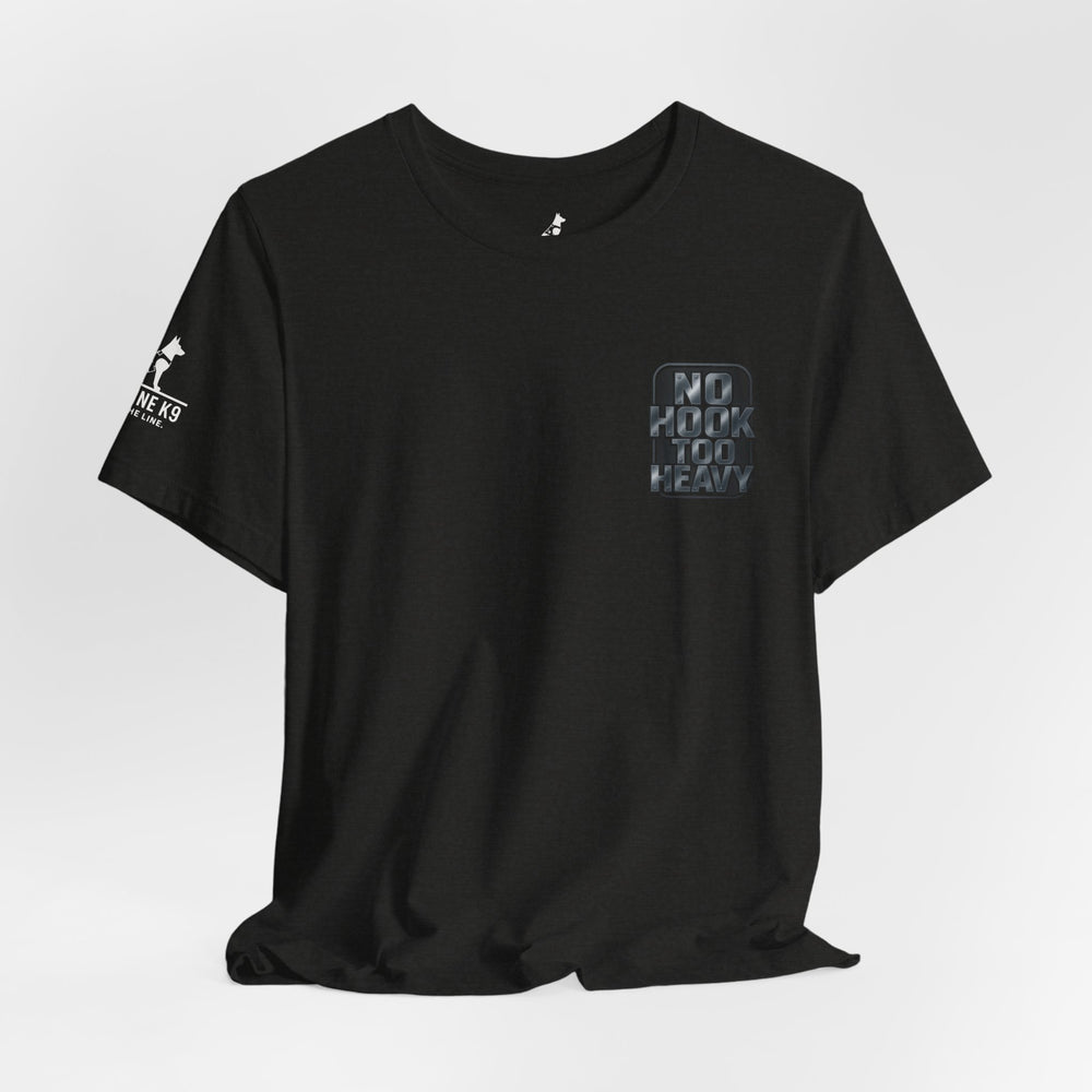 No Hook Too Heavy – Tow Truck Flag Tee