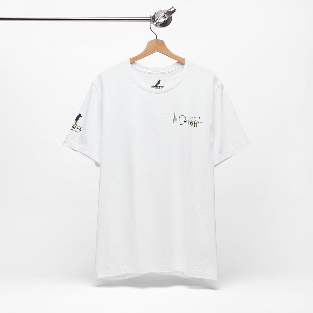 911 Dispatcher Heart T-Shirt – Thin Yellow Line Word Art