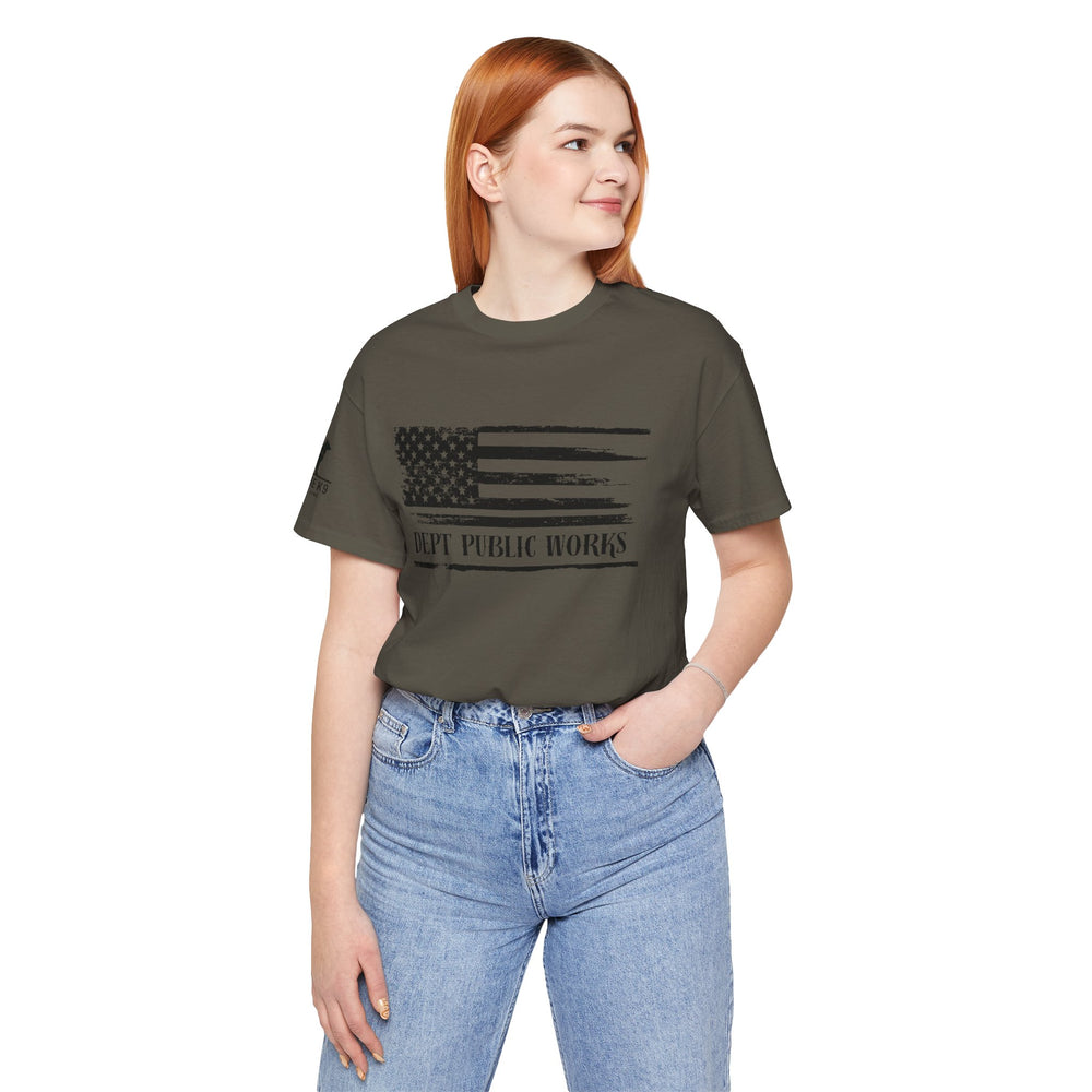 Distressed American Flag – Dept of Works Tee