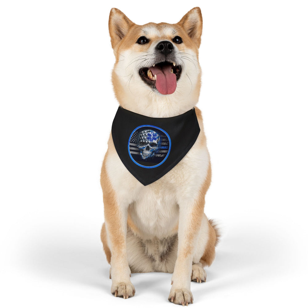 Thin White Line Flag Skull and Star of Life Dog Bandana