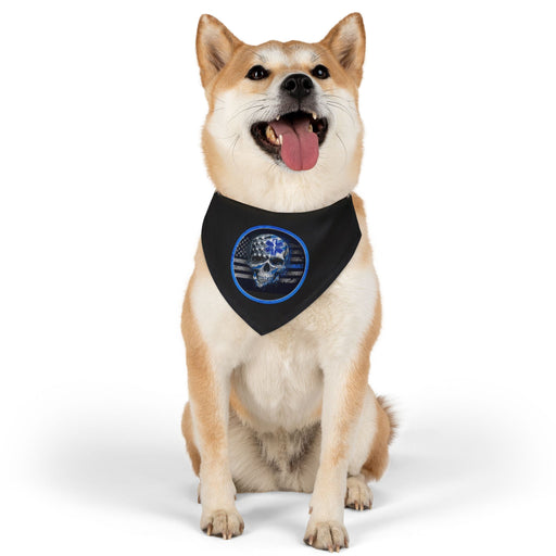 Thin White Line Flag Skull and Star of Life Dog Bandana