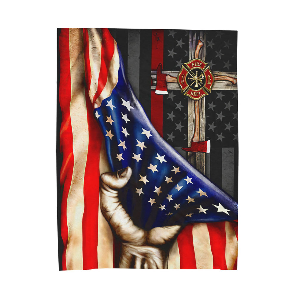 Patriotic Firefighter Plush Blanket