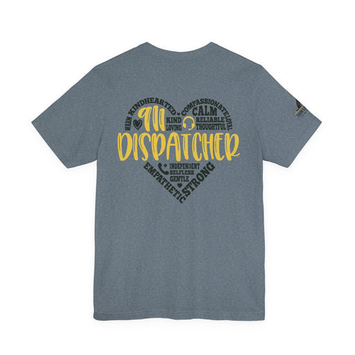 911 Dispatcher Heart T-Shirt – Thin Yellow Line Word Art