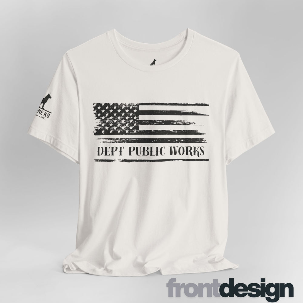 Distressed American Flag – Dept of Public Works Tee