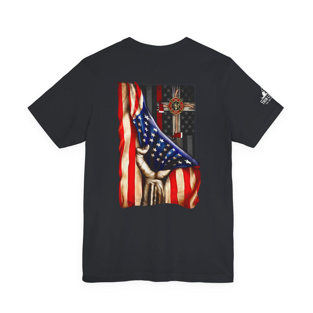 Firefighter Cross American Flag Tee
