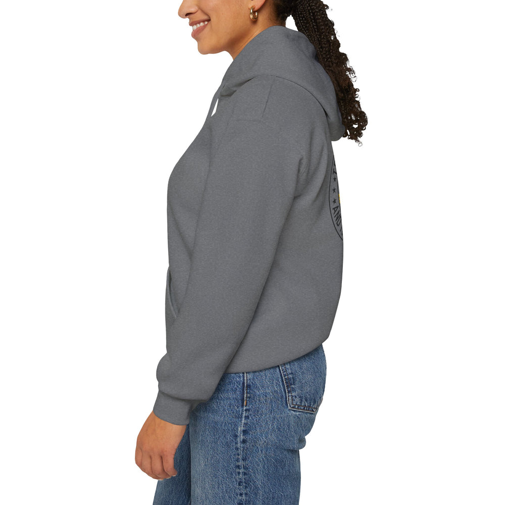 Thin Yellow Line hoodie with “Tell Me Your Worst and I’ll Send the Best”