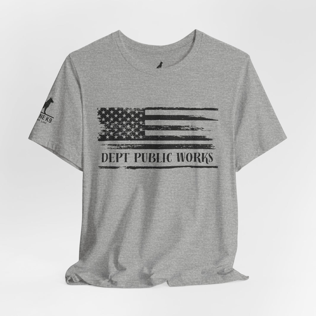 image Distressed American Flag – Dept of Works Tee