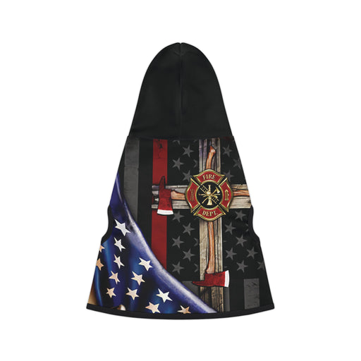 Firefighter Cross and Flag Dog Hoodie Sweatshirt