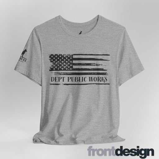 Distressed American Flag – Dept of Public Works Tee
