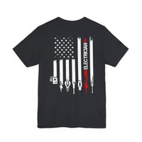 Wired to Work – Electrician Flag Tee