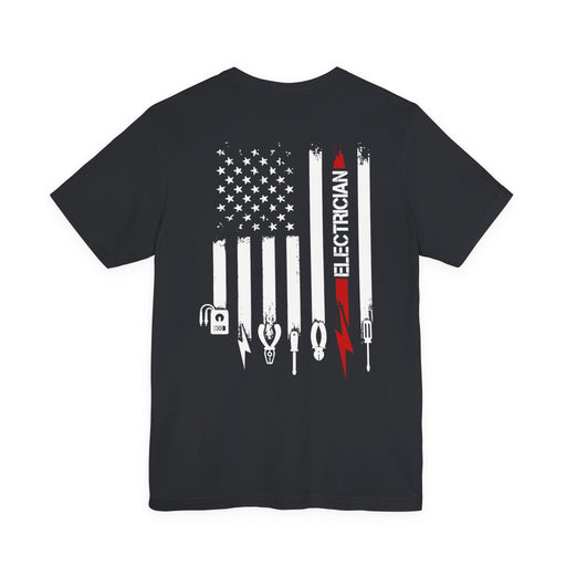 Wired to Work – Electrician Flag Tee