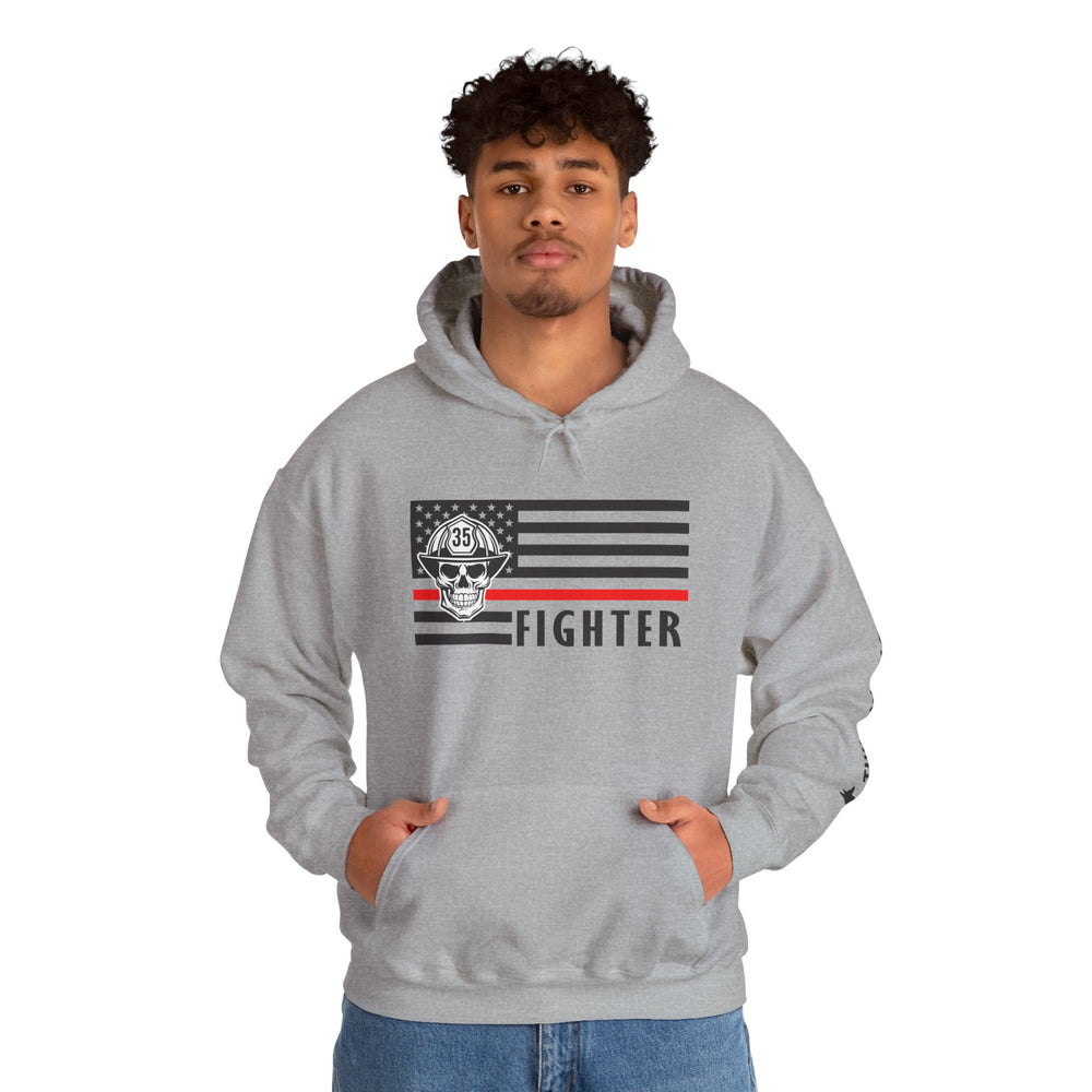 Firefighter Skull Thin Red Line Flag Hoodie Sweatshirt