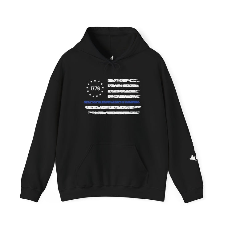 1776 Thin Blue Line Flag Hoodie