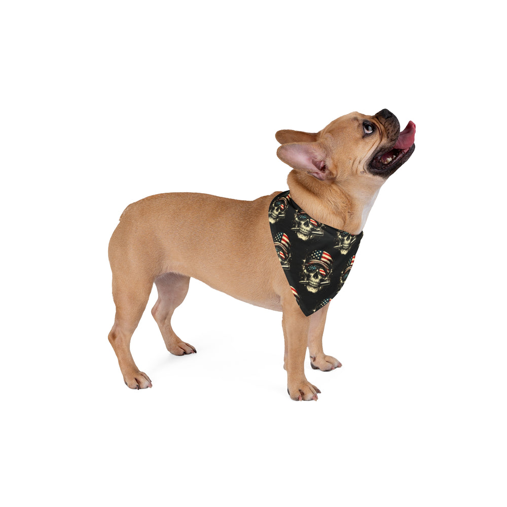 Skull American Flag Dog Bandana, Patriotic Pet Accessory