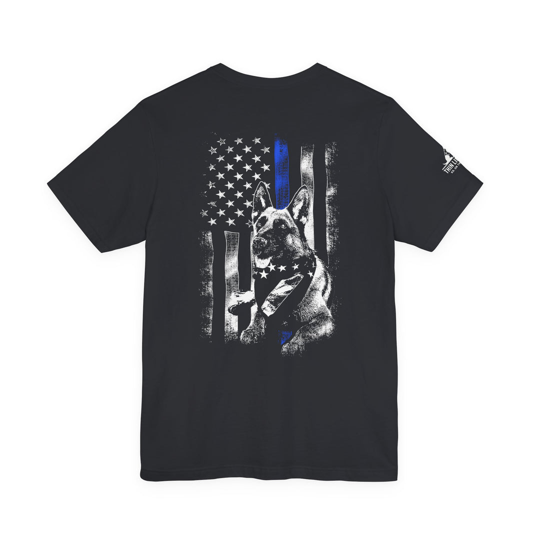 image Front and Back Design | Police K9 Thin Blue Line Flag Tshirt