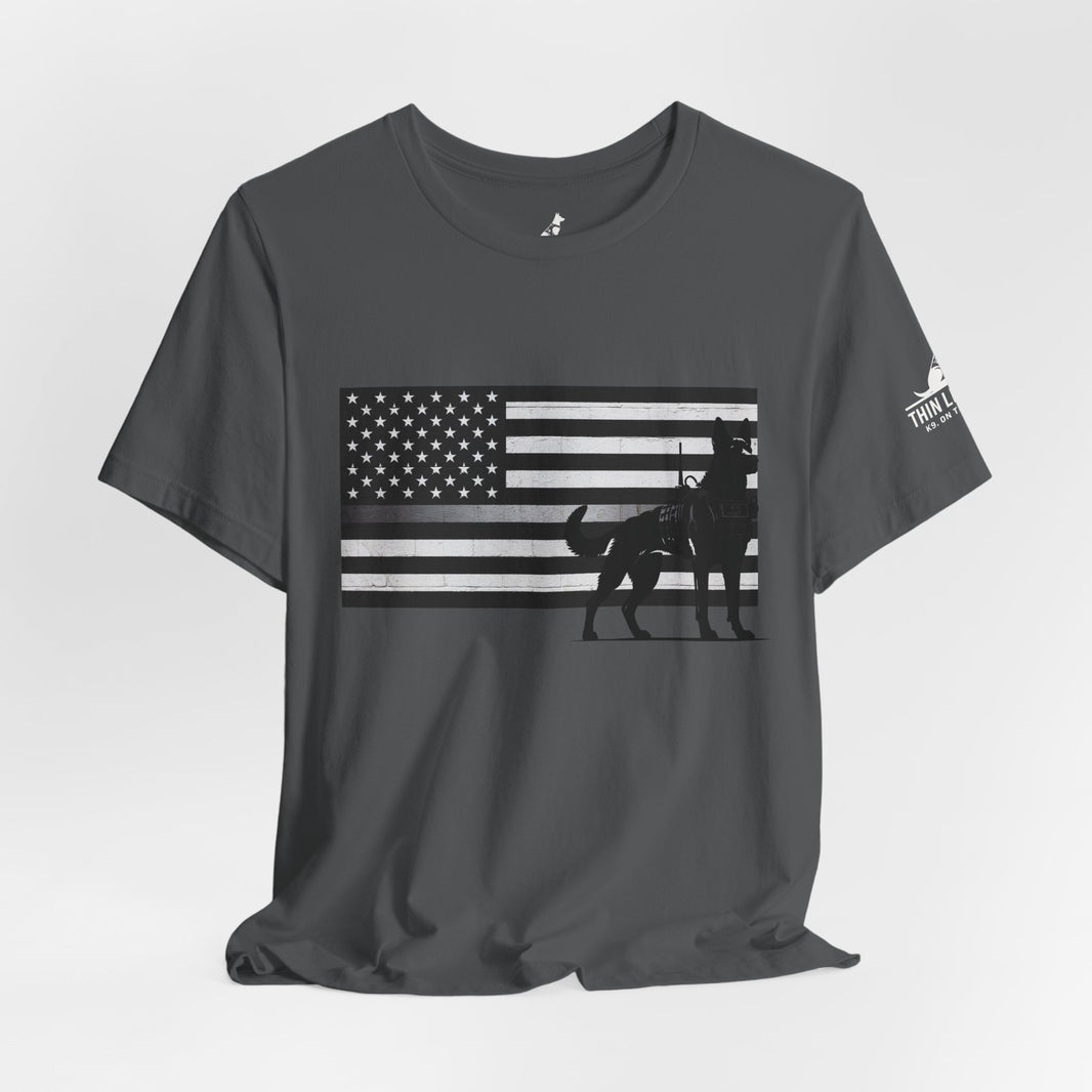 image Thin Silver Line Flag K9 T-Shirt
