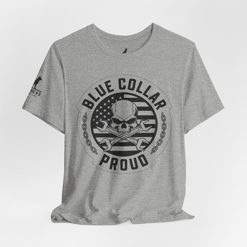 Blue Collar Proud – Skull & Wrenches Flag Tee