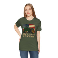 Plowin' Fields, Livin' Free – Farmer Flag Tee