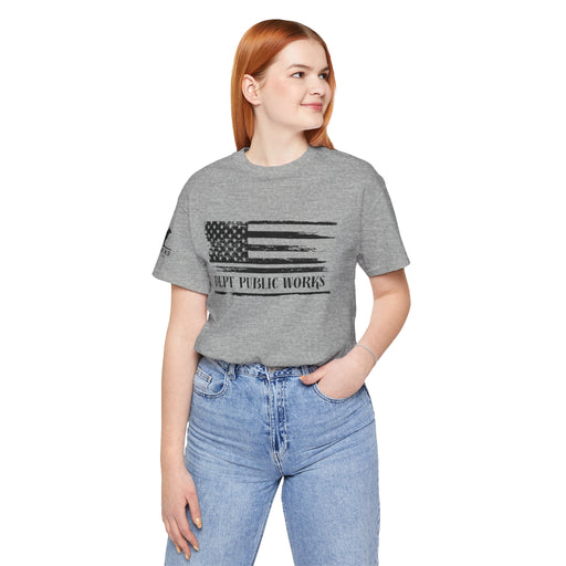 Distressed American Flag – Dept of Public Works Tee