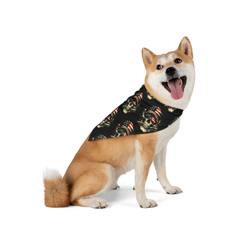 Skull American Flag Dog Bandana, Patriotic Pet Accessory