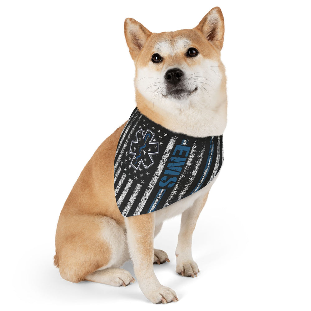 K9 EMT Dog Bandana – Thin White Line with EMS & Blue Line Support
