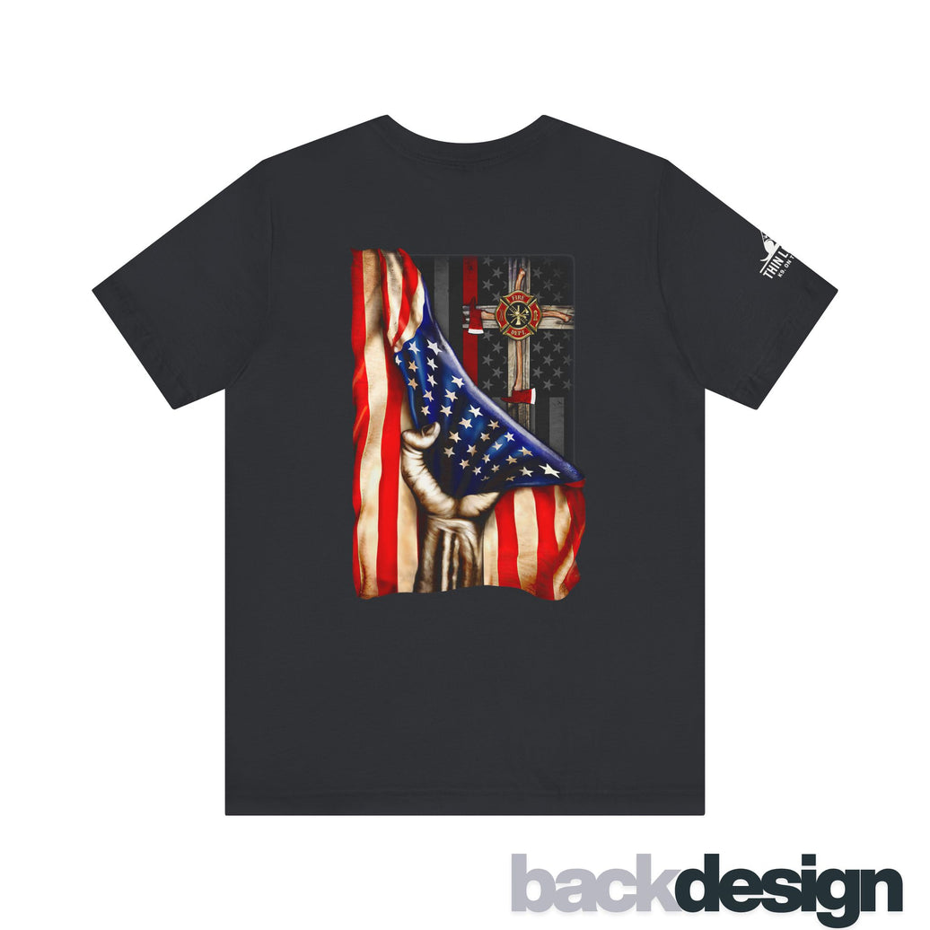 Firefighter Cross American Flag Tee