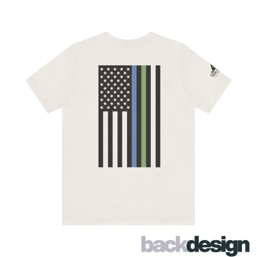 Animal Control Badge & Flag Tee – Blue & Green Line