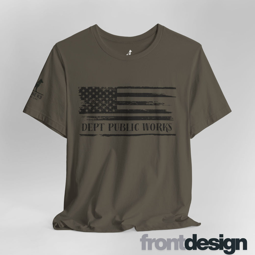 Distressed American Flag – Dept of Public Works Tee