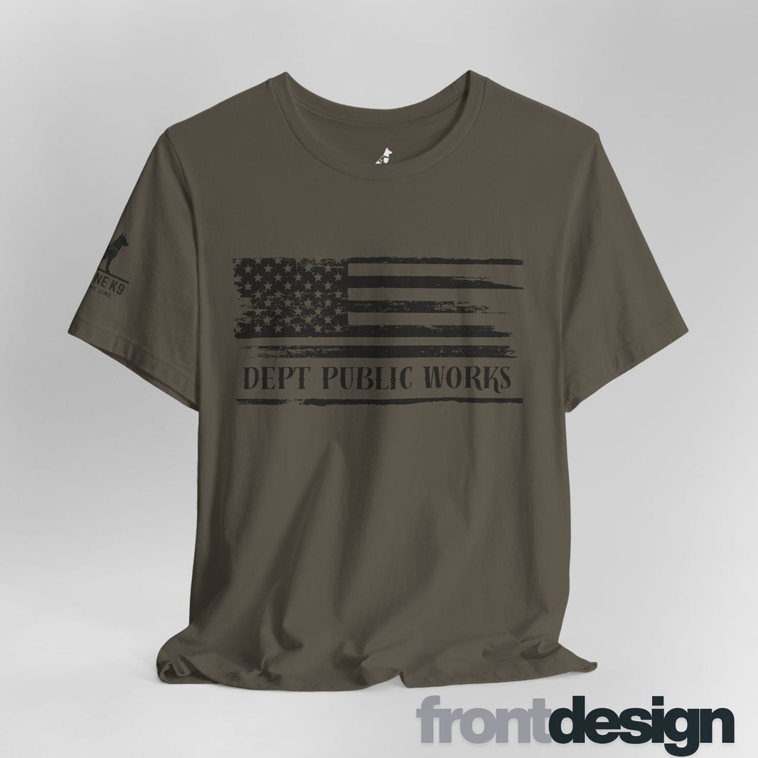 image Distressed American Flag – Dept of Public Works Tee