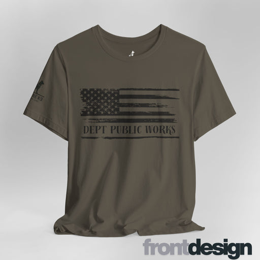 Distressed American Flag – Dept of Public Works Tee